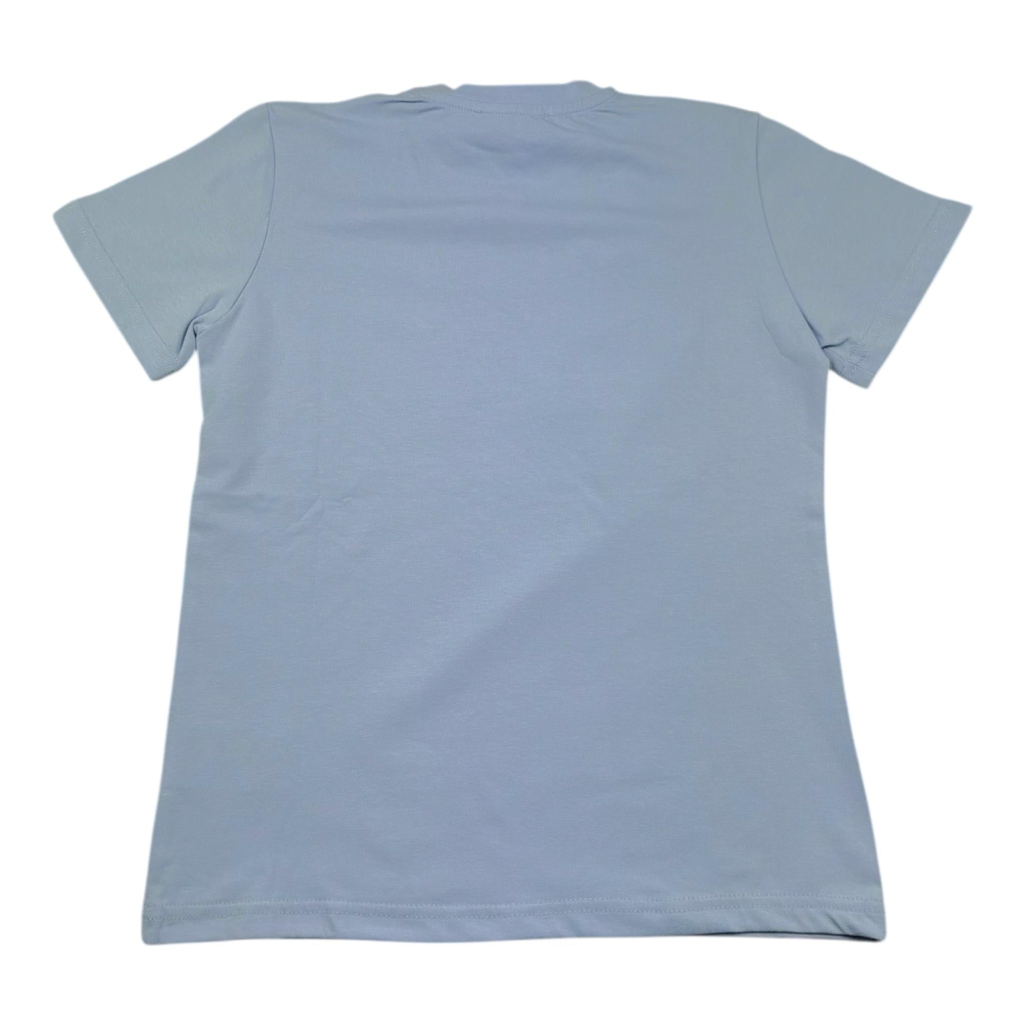 Zu+Elements T-Shirt Girocollo Tinta Unita con Stampa per Bambino ZU1608 AZZURRO ZU+ELEMENTS 