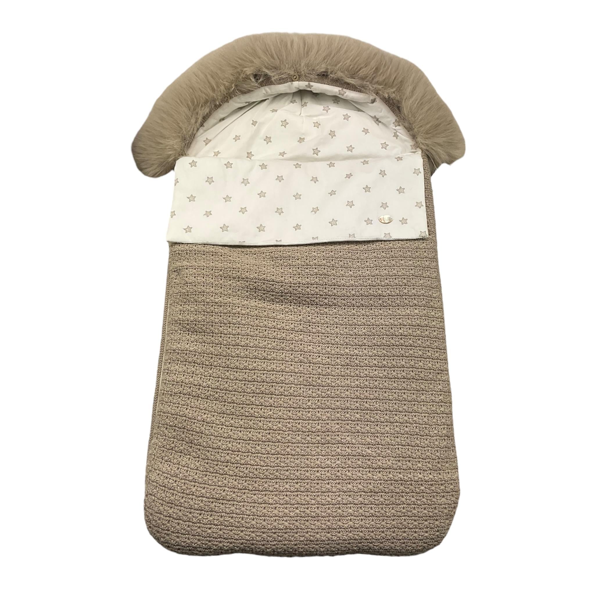 PAZ RODRIGUEZ sacco nanna bicolore con pellicci Bianco/beige per Neonata 015121905 BIANCO/BEIGE PAZ RODRIGUEZ 