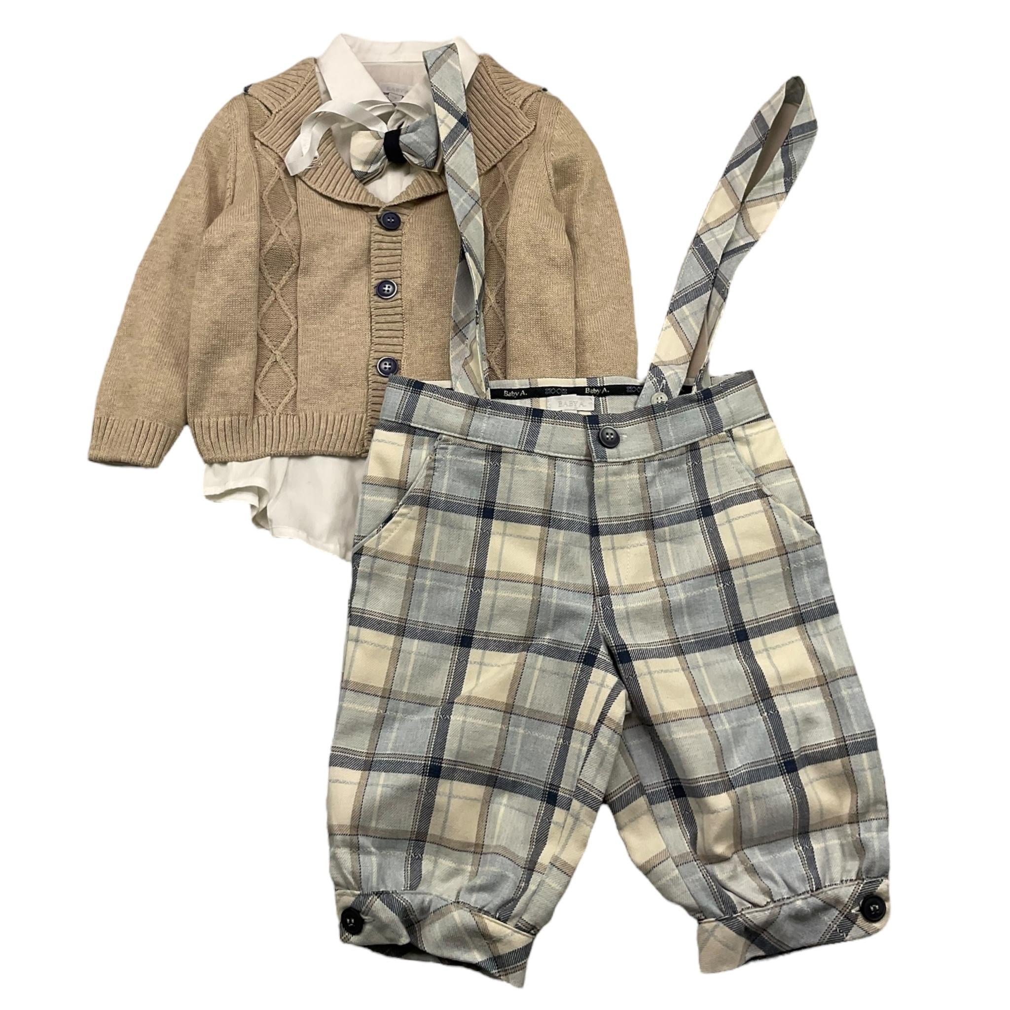 BABY A. completo 4 pezzi camicia-giacca-pantalone-papillon Beige per Neonato A2902 BEIGE BABY A. 