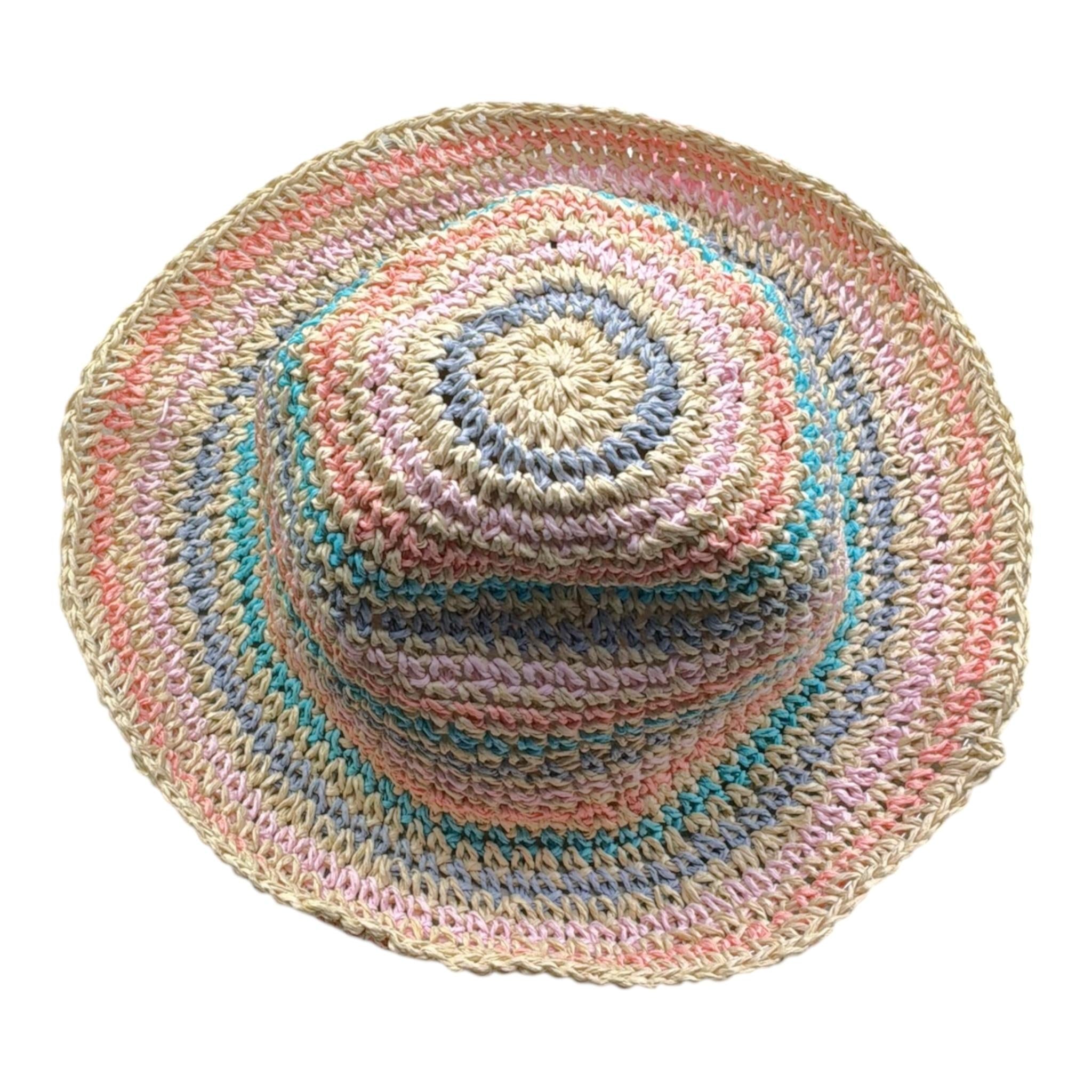 Saint Barth Cappello In Paglia Tinta Unita con Fantasia per Bambina 00885L BEIGE SAINT BARTH 