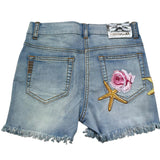 Monnalisa Short In Denim Tinta Unita con Ricami per Bambina 191403R2 AZZURRO MONNALISA 