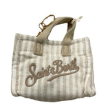 Saint Barth Ciondolo Mini Borsa Fantasia A Righe con Logo per Bambina KEYB002 BEIGE/BIANCO SAINT BARTH 