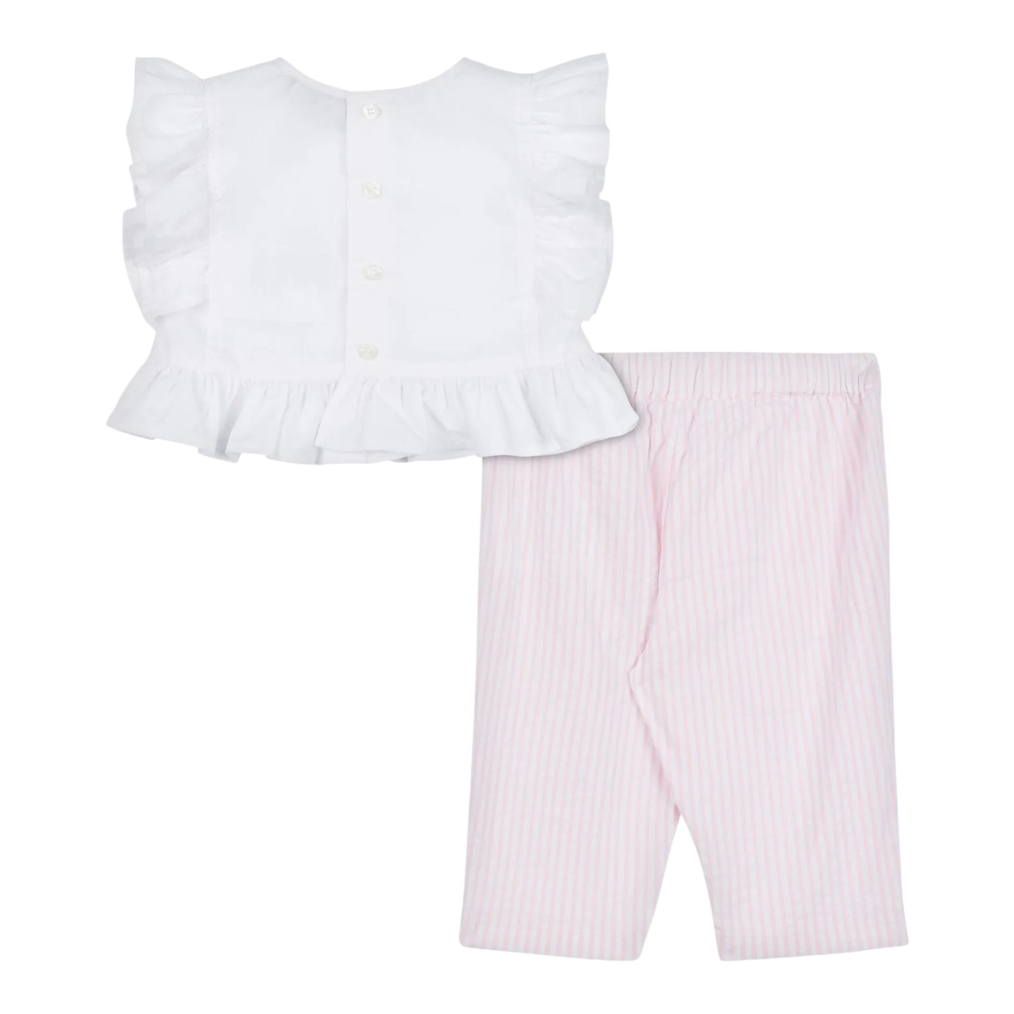 Moschino Completo 2 Pezzi Camicia-Pantalone per Neonata MDG01LY BIANCO/ROSA MOSCHINO 