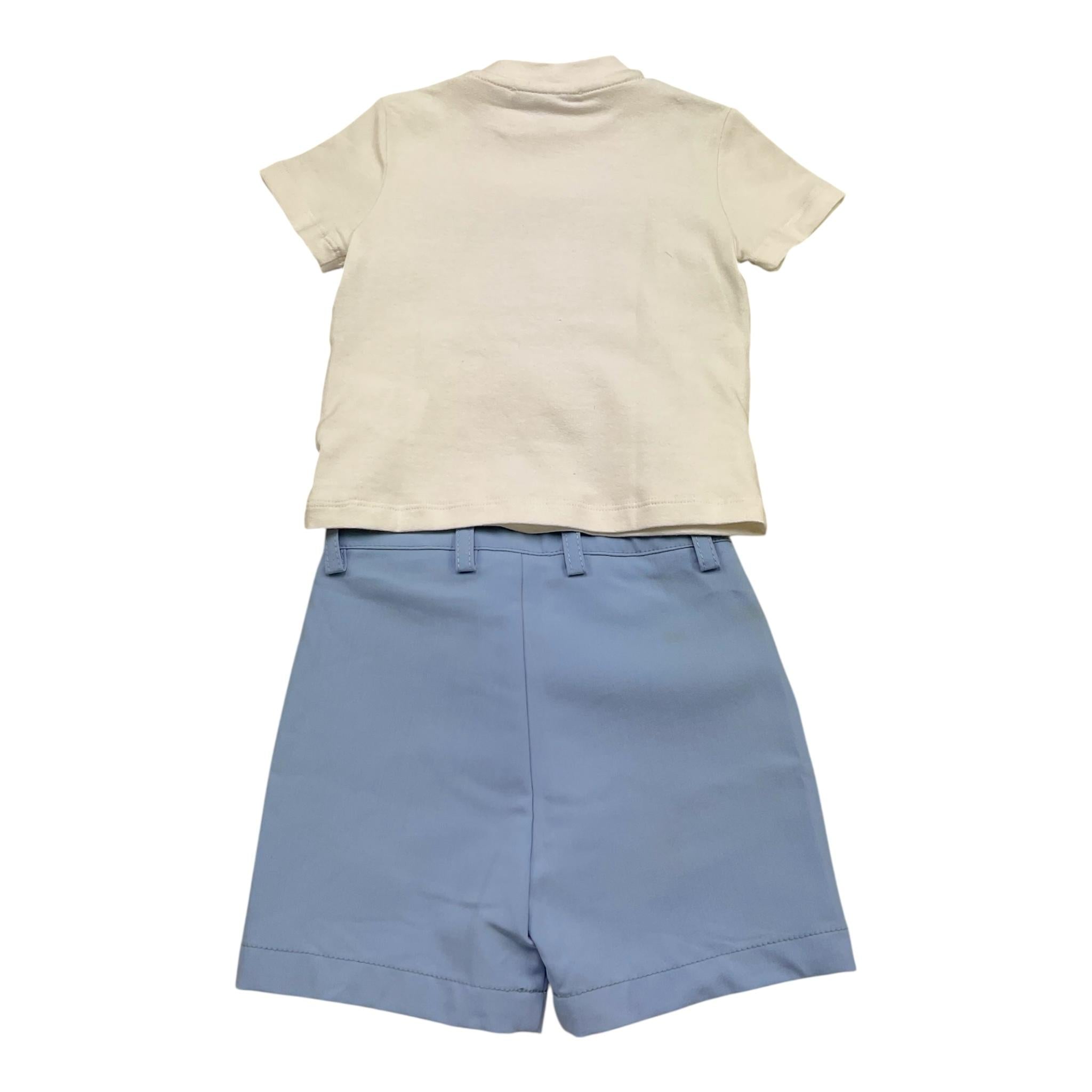 Daniele Alessandrini Completo 2 Pezzi T-Shirt-Bermuda Bicolore per Neonato 1296K200221 BIANCO/AZZURRO DANIELE ALESSANDRINI 