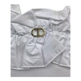 Twinset Top A Bretelline Tinta Unita Con Rouches Bianco Per Bambina