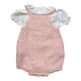 Barcellino Completo 2 Pezi Camicia-Pagliaccetto Bicolore Bianco/Rosa per Neonata