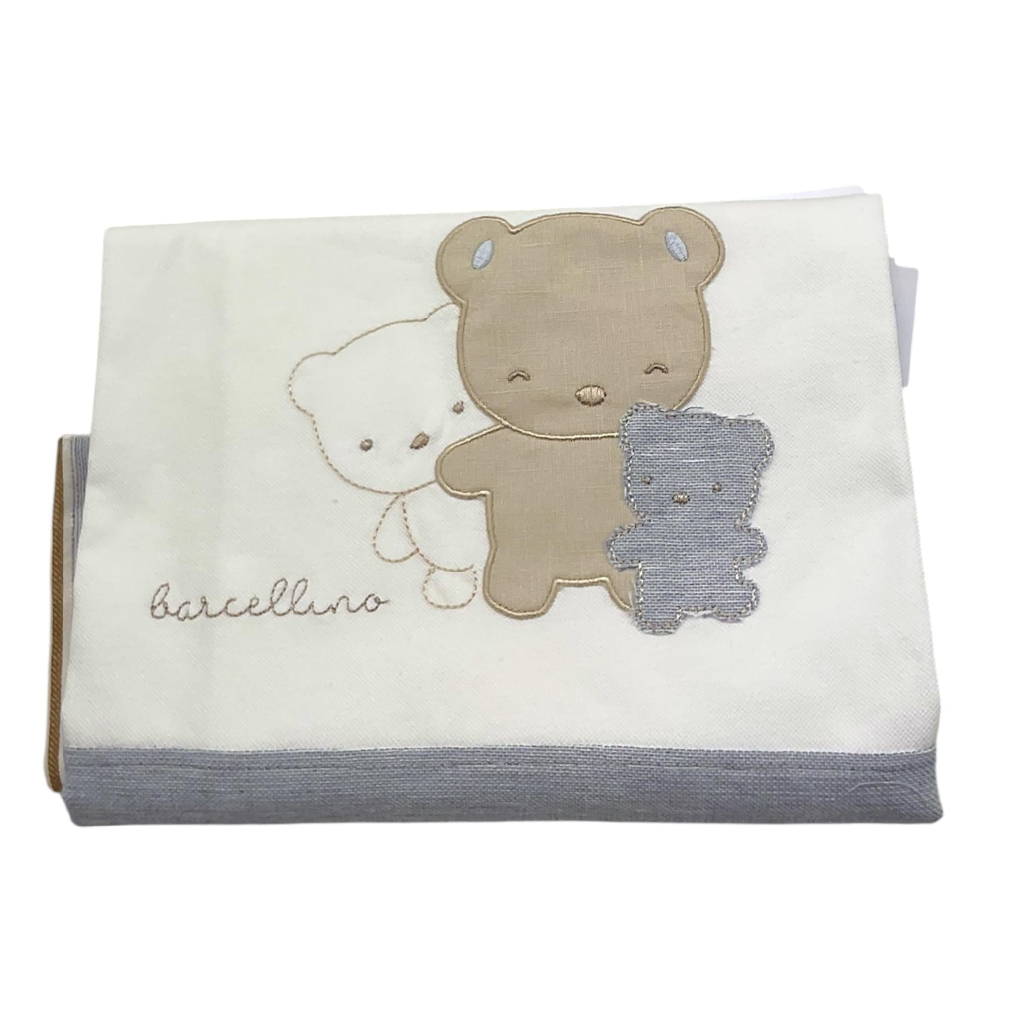Barcellino Coperta Bicolore con Stampa per Neonato 120108 BIANCO BARCELLINO 