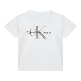 Calvin Klein T-Shirt Tinta Unita con Logo per Neonato IN0IN00011 BIANCO CALVIN KLEIN 