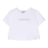 Twinset T-Shirt Girocollo Tinta Unita con Stampa per Bambina 251GJ2484 BIANCO TWINSET 