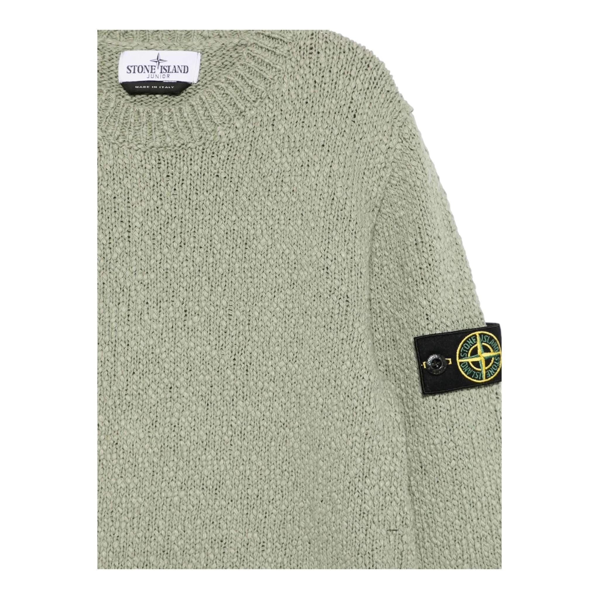 Stone Island Maglia Girocollo Tinta Unita con Logo per Bambino K1S165100019 VERDE STONE ISLAND 