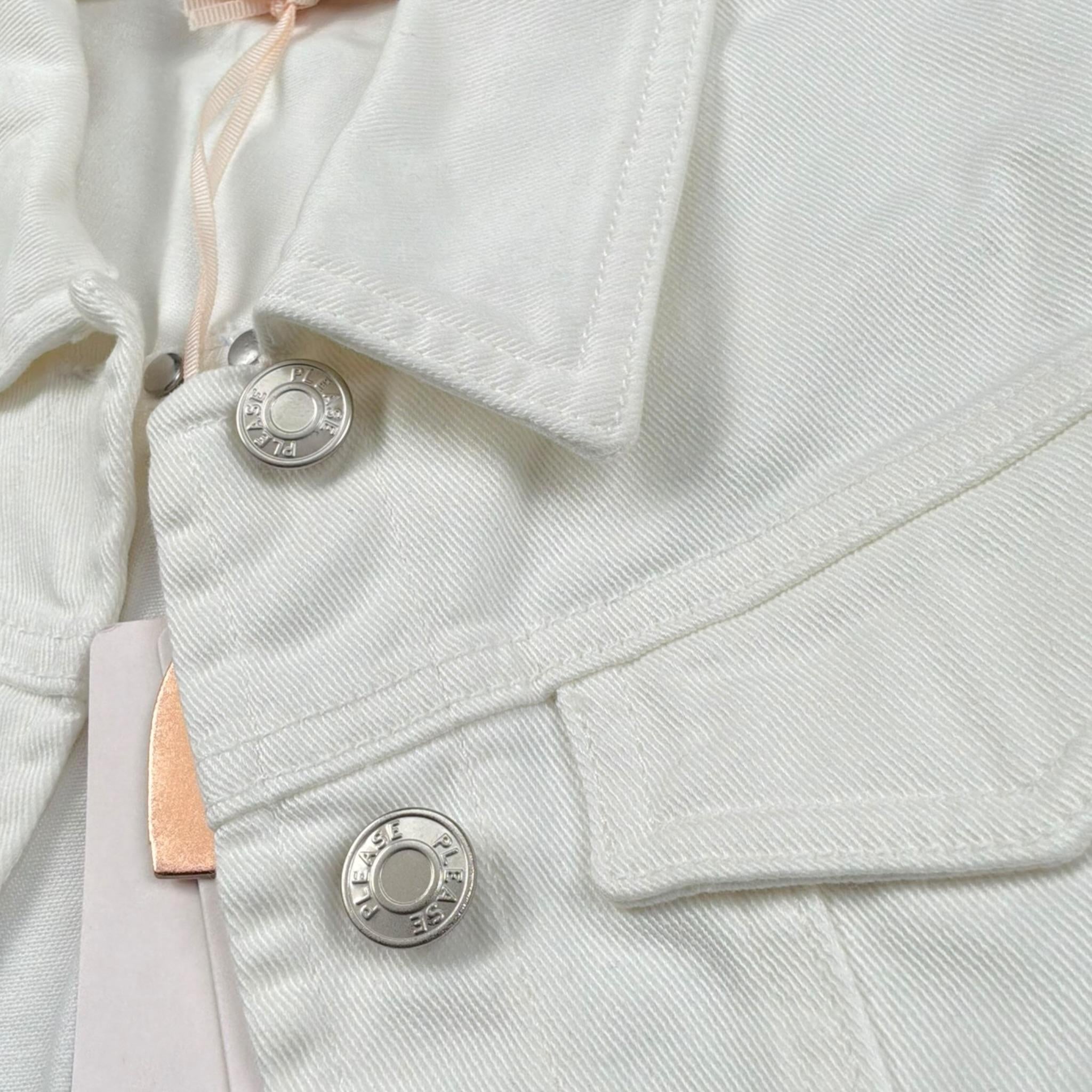 Please Giubbino In Denim Tinta Unita per Bambina JB18132G73X BIANCO PLEASE 