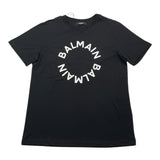 Balmain T-Shirt Girocollo Tinta Unita Con Logo Nero Per Bambino