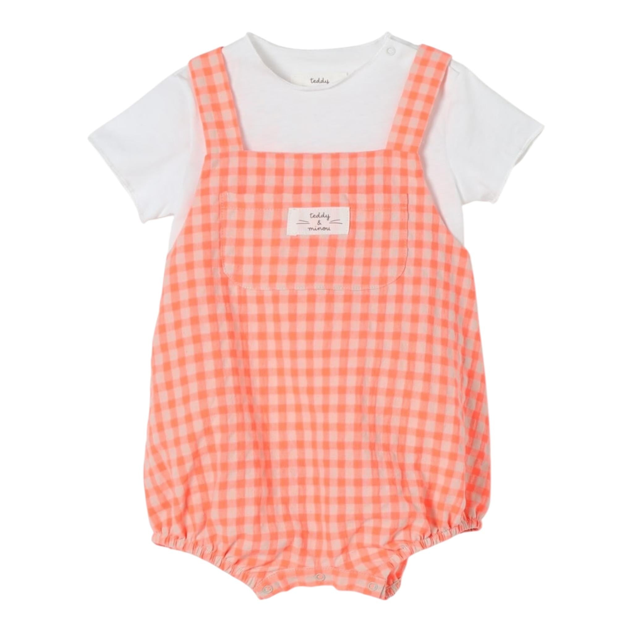 Teddy E Minou Completo 2 Pezzi T-Shirt-Pagliaccetto per Neonato E25CP063C3159 ARANCIONE FLUO TEDDY E MINOU 