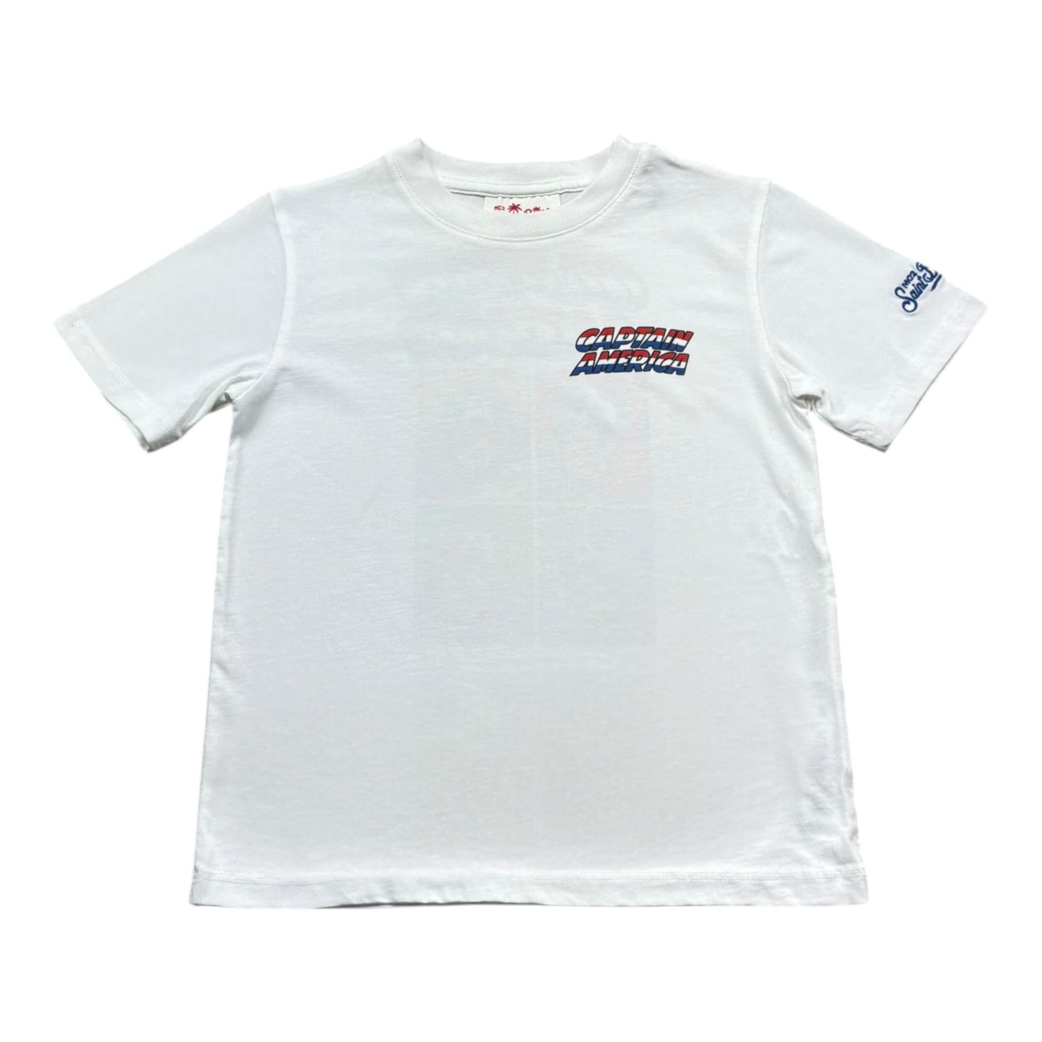 Saint Barth T-Shirt Girocollo Tinta Unita con Stampa per Bambino 0122BL BIANCO SAINT BARTH 