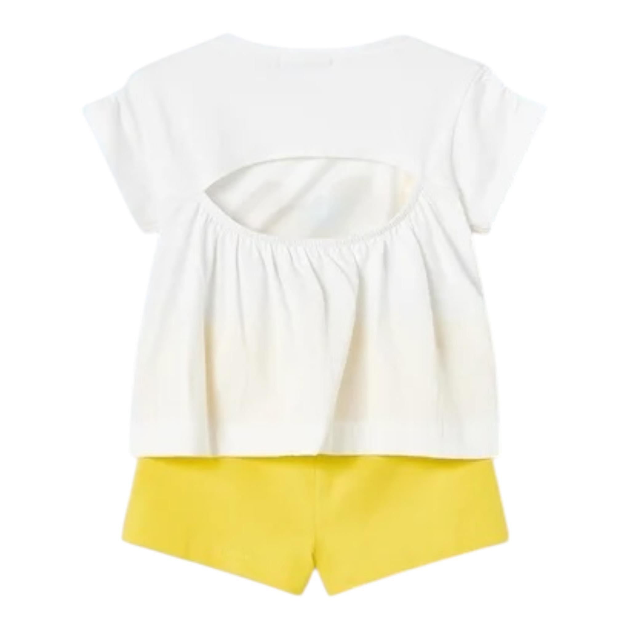 Mayoral Completo 2 Pezzi T-Shirt-Short Bicolore per Neonata 1276 BIANCO/GIALLO MAYORAL 