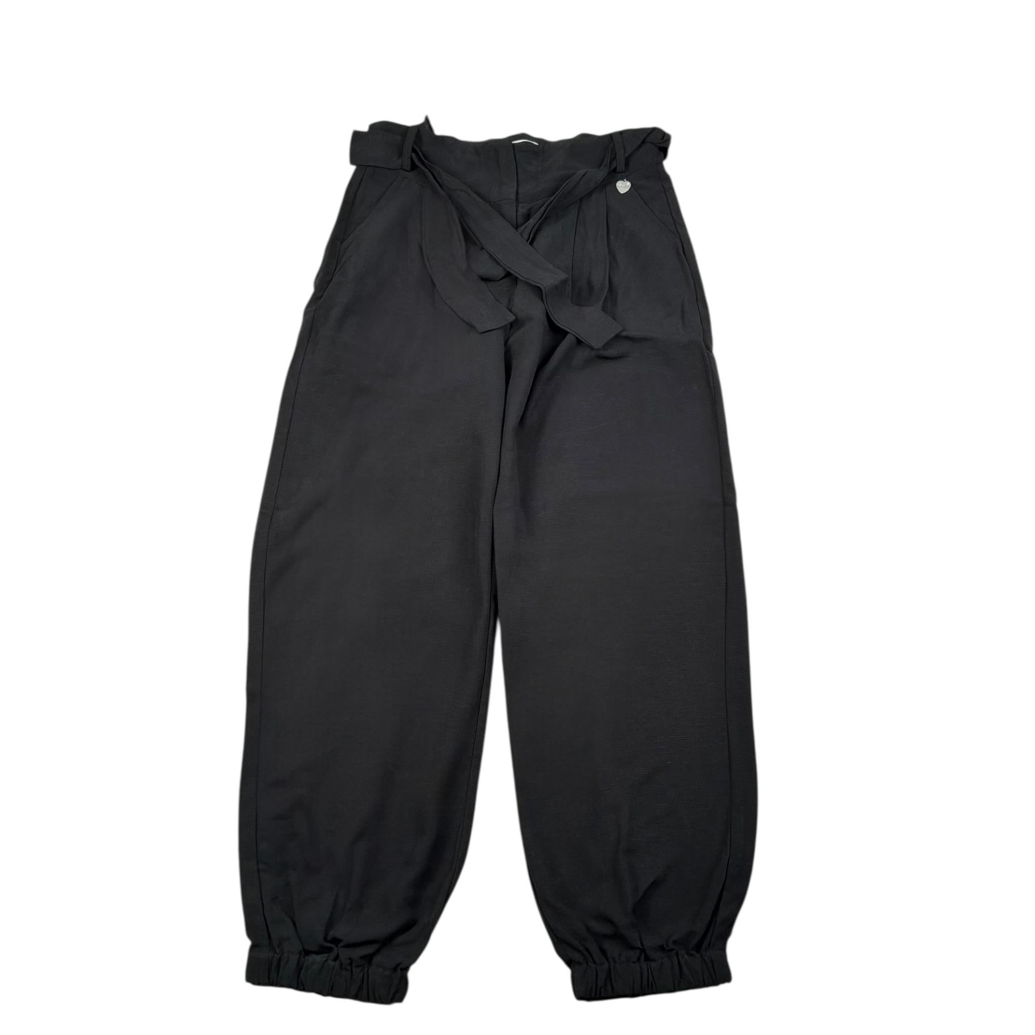 Alice Pi Pantalone Tinta Unita con Cintura per Bambina S242417 NERO ALICE PI 