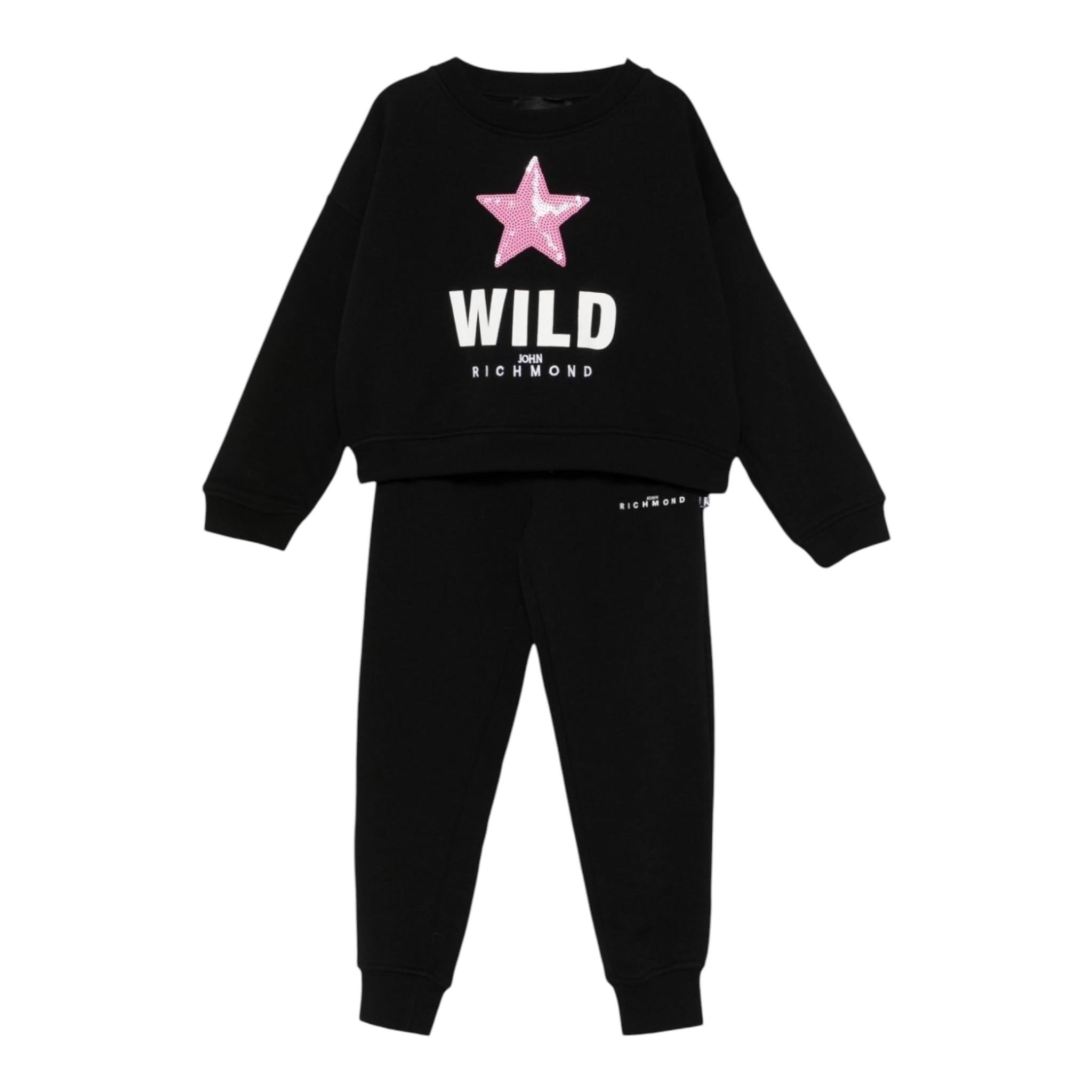JOHN RICHMOND completo 2pz felpa- pantalone bicolore Nero per Bambina RGA24124CFX NERO JOHN RICHMOND 