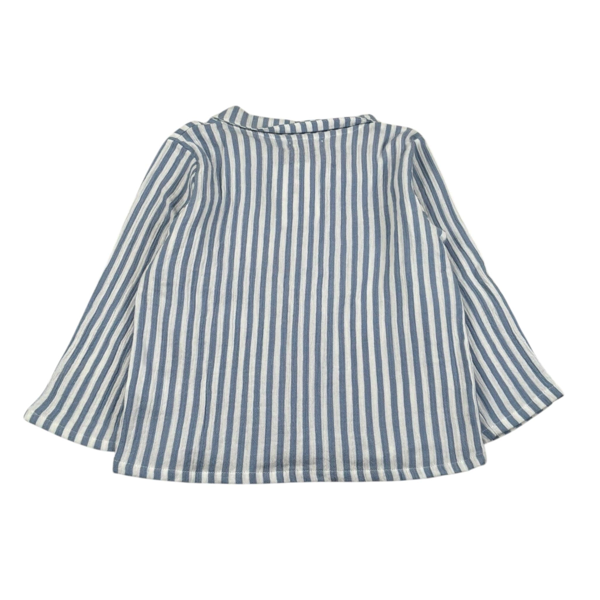 Petit Indi Camicia Tinta Unita con Fantasia A Righe per Bambino SS25BK6838X AZZURRO PETIT INDI 