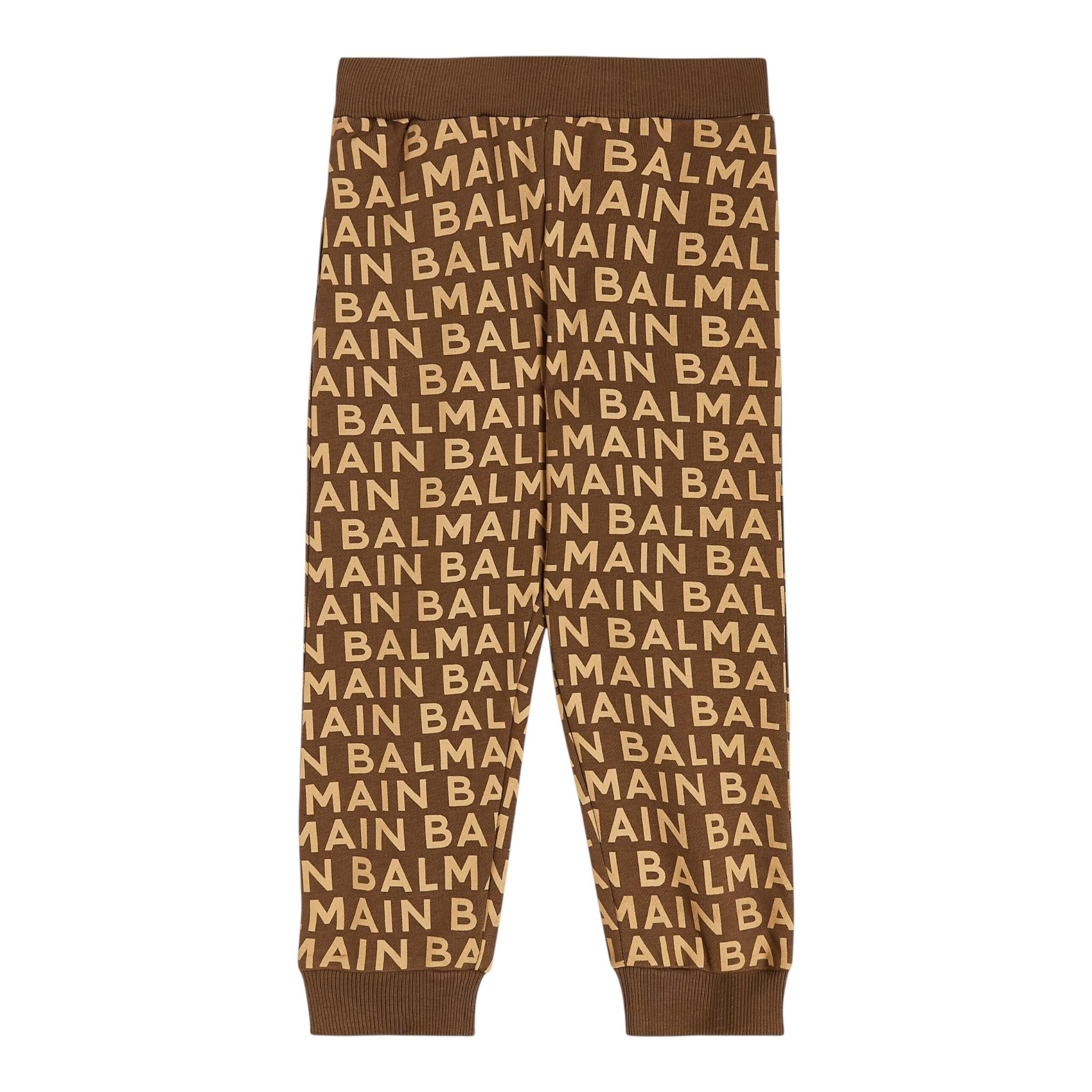 BALMAIN pantalone tuta tinta unita con stampe logo Beige per Bambino BT7Q40 BEIGE BALMAIN 