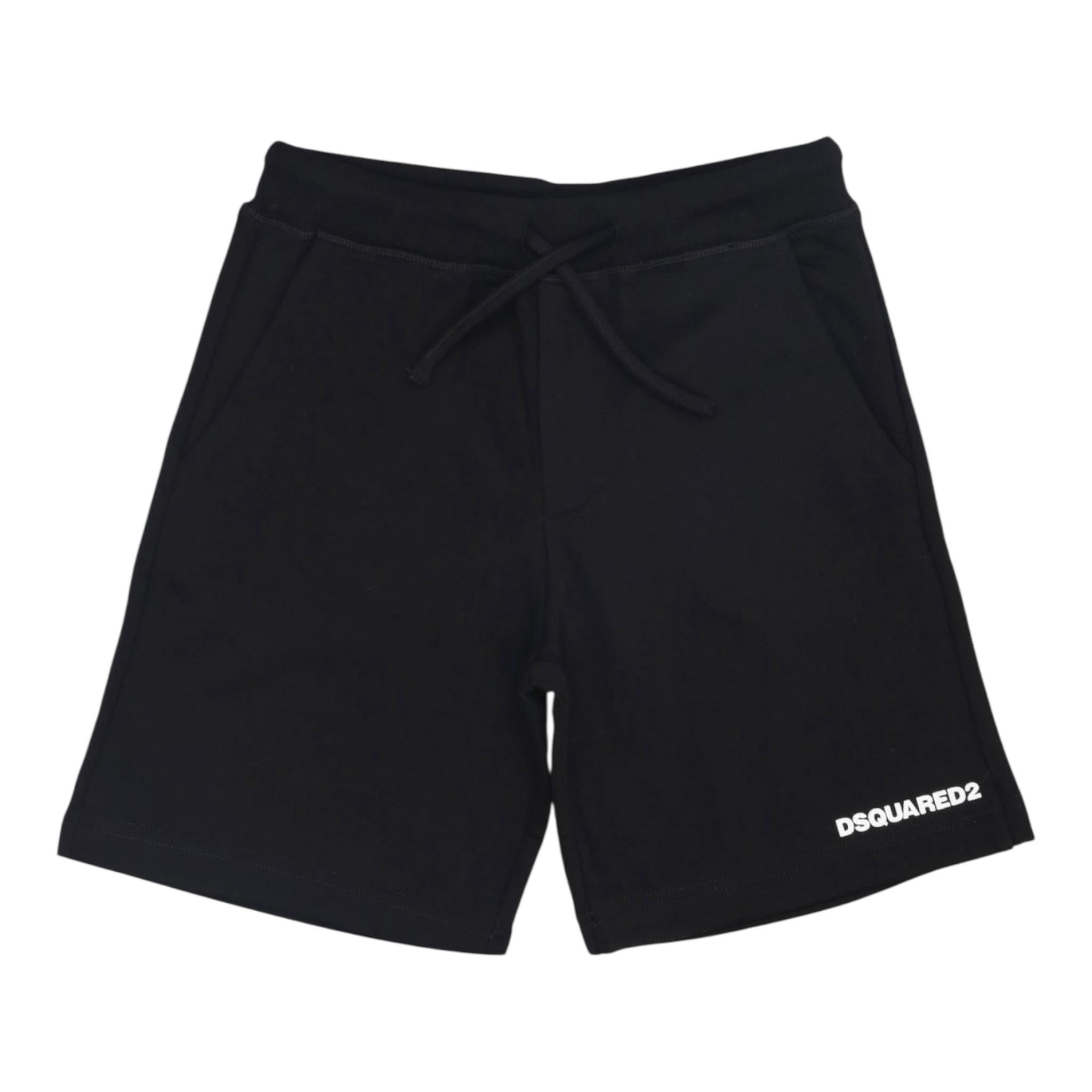 Dsquared2 Bermuda In Tuta tinta unita con Stampa Nero per Bambino DQ2738XXXX NERO DSQUARED2 
