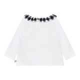Carre'Ment Beau Shirt Girocollo Tinta Unita con Colletto In Contrasto Bianco per Bambina