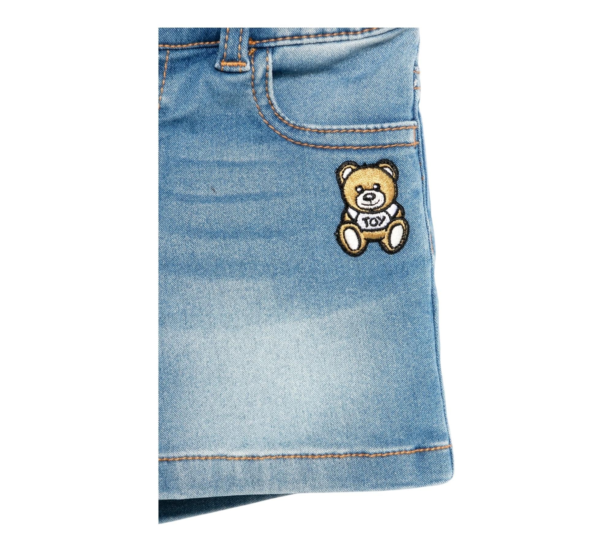 Moschino Bermuda Tinta Unita In Denim per Neonato MUQ01KX AZZURRO MOSCHINO 