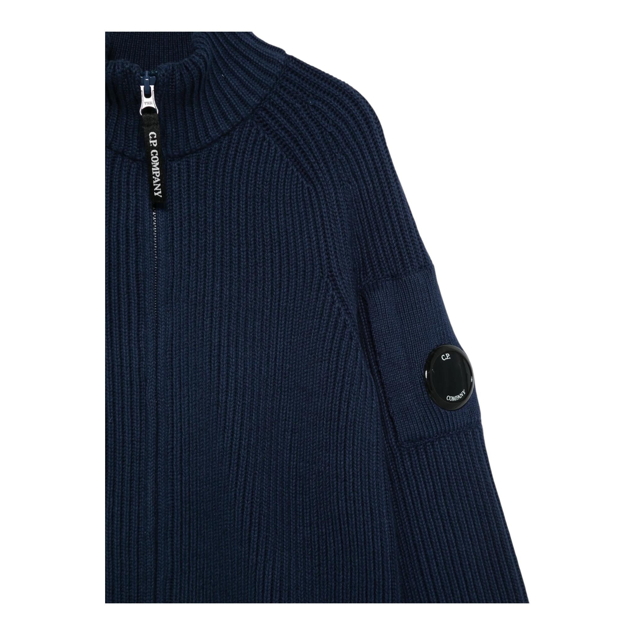 C.P. Company Maglia Tinta Unita Collo Alto con Zip per Bambino CMW004 BLU C.P. COMPANY 
