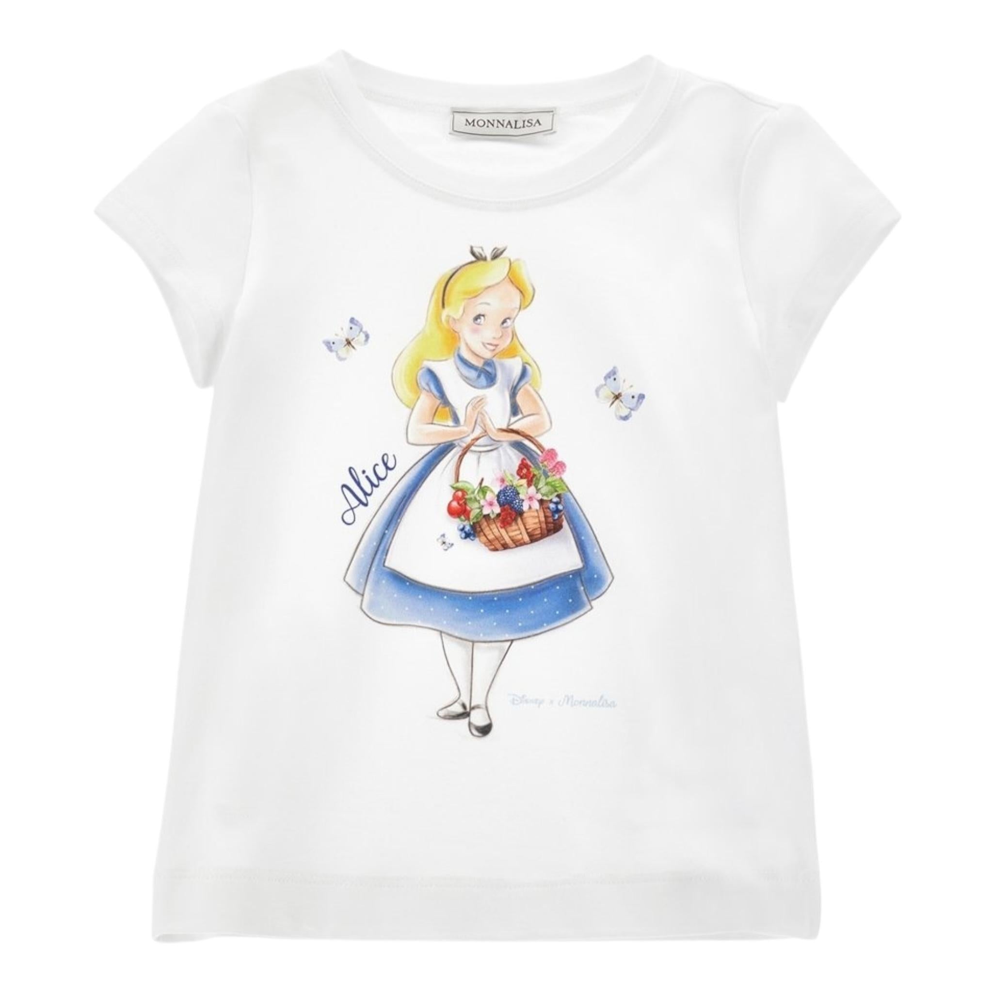 Monnalisa T-Shirt Girocollo Tinta Unita con Stampa per Bambina 11E622X BIANCO MONNALISA 