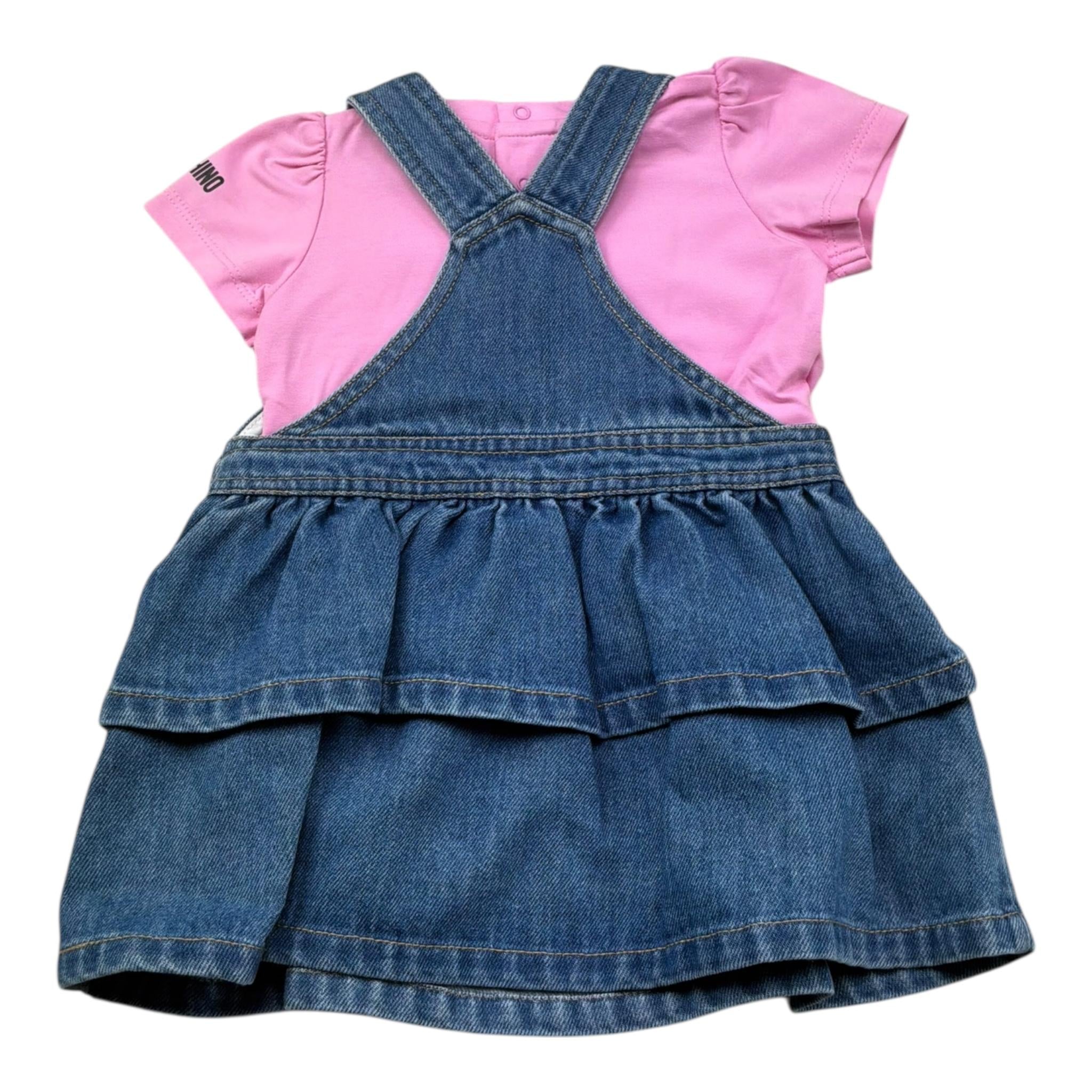 Moschino Completo 2 Pezzi Salopette-T-Shirts per Neonata MDG01Q ROSA MOSCHINO 