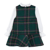 ABEL & LULA abito tinta unita con finta camicia e fantasia Verde per Neonata 5511 VERDE ABEL & LULA 