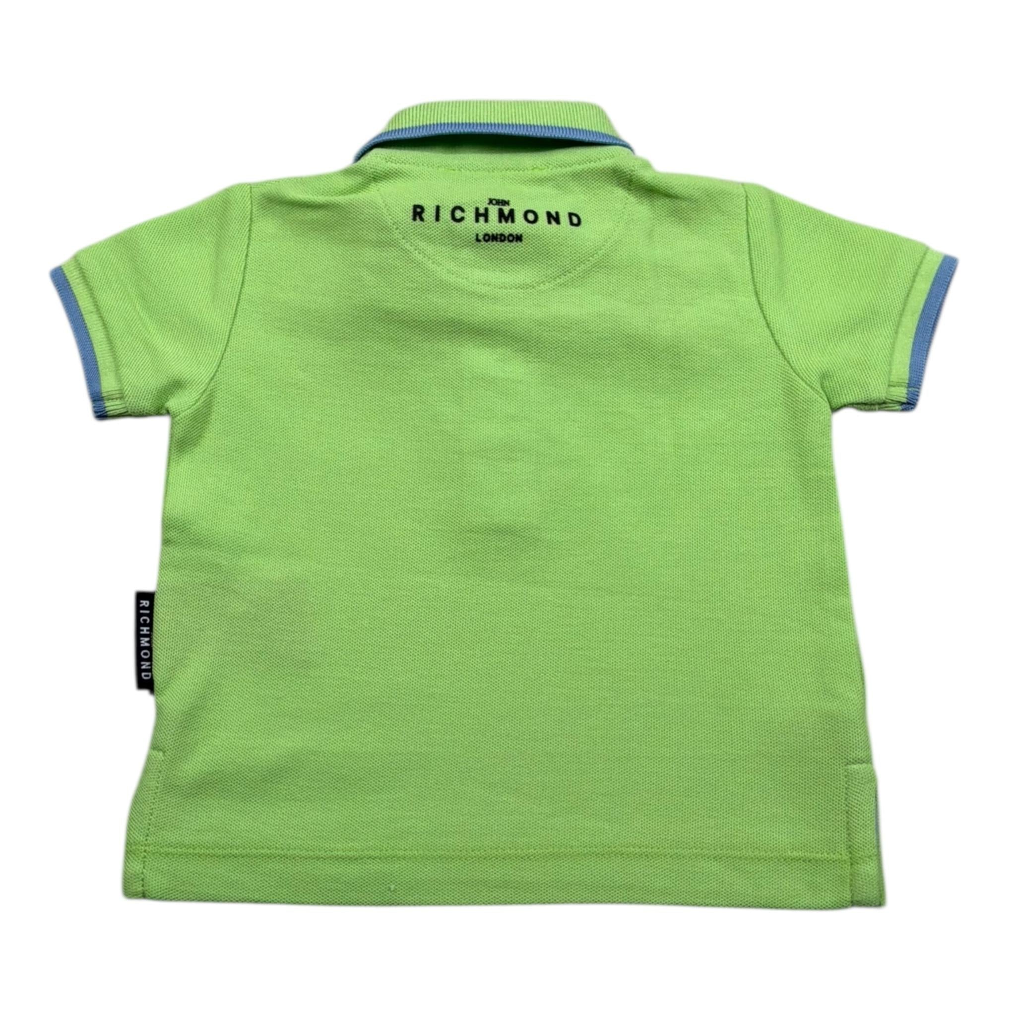 John Richmond Polo Mezza Manica Tinta Unita con Stampa per Neonato RIP25057PO VERDE JOHN RICHMOND 