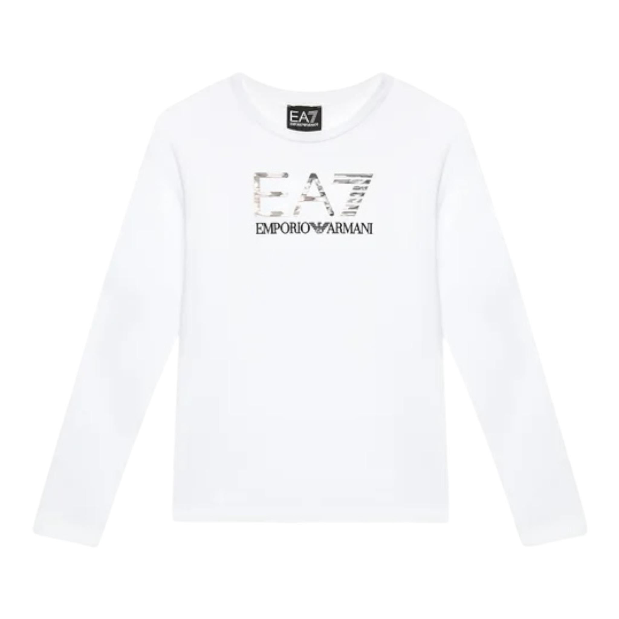 EMPORIO ARMANI shirt girocollo tinta unita con stampa Bianco per Bambino 6RBT54 BIANCO EMPORIO ARMANI 