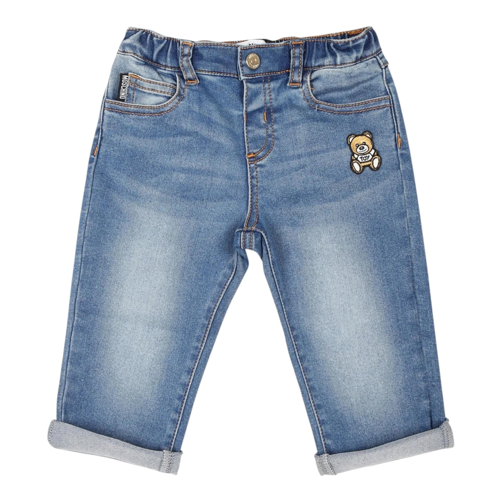 Moschino Jeans Tinta Unita con Elastico In Vita per Bambino MUP05FJX AZZURRO MOSCHINO 