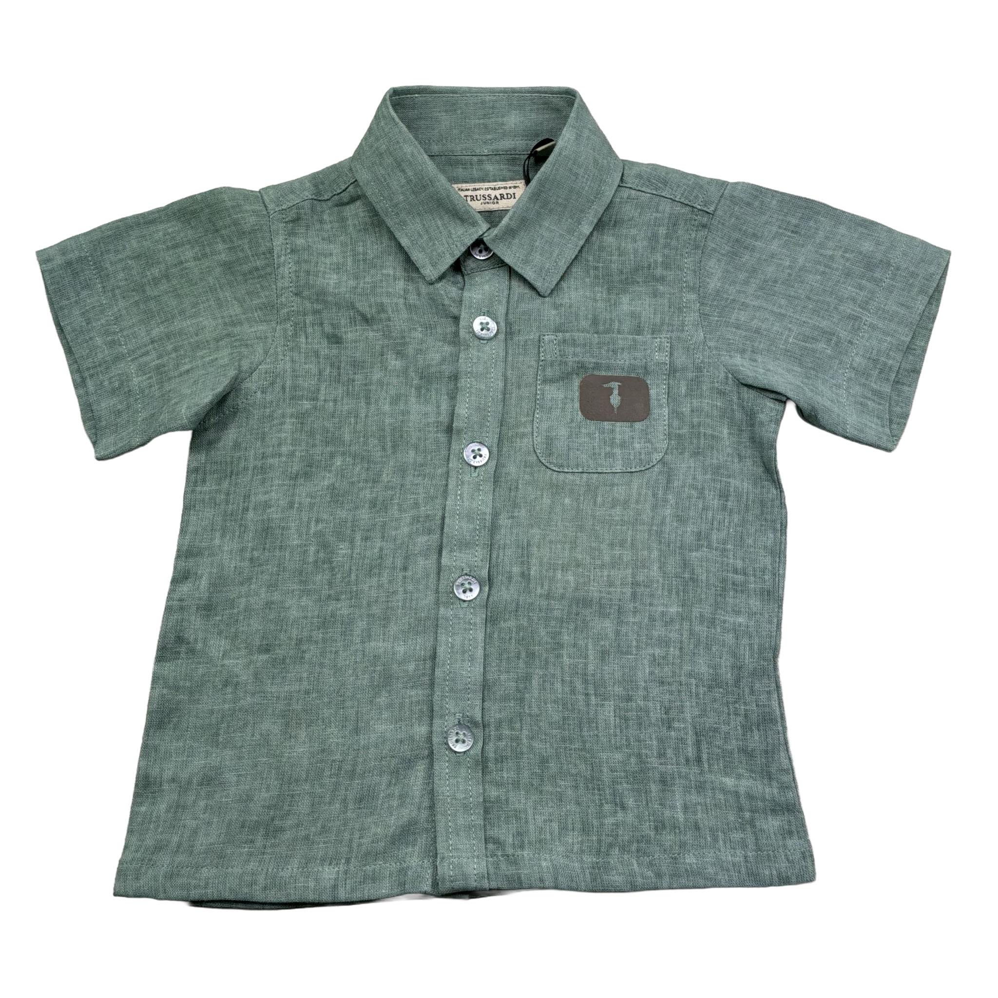 Trussardi Camicia Mezza Manica Tinta Unita per Neonato TIP26068CA VERDE TRUSSARDI 