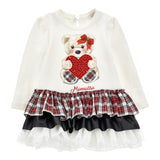 ELISABETTA FRANCHI abito felpa girocollo tinta unita con balze Bianco per Bambina 19D922 BIANCO MONNALISA 