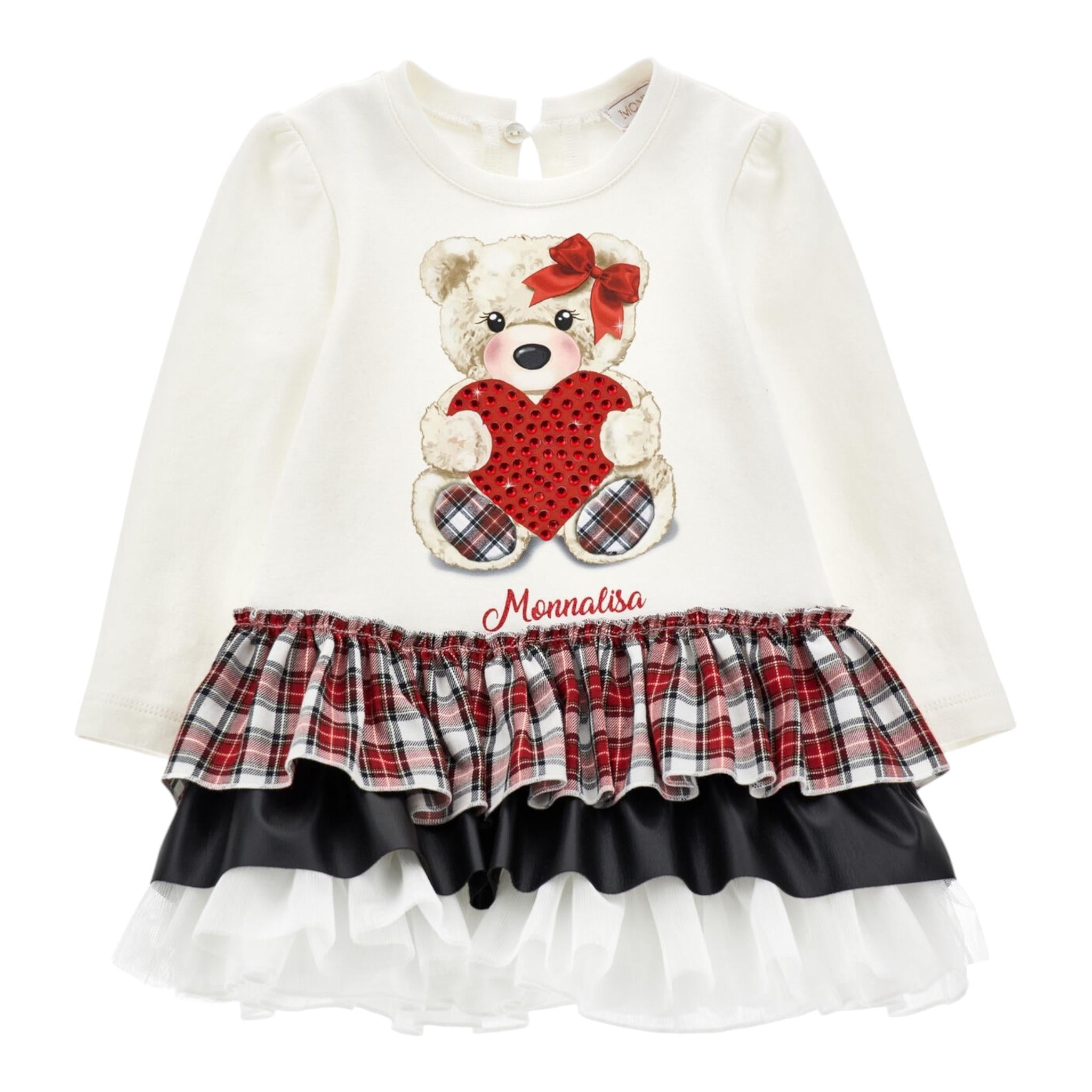 ELISABETTA FRANCHI abito felpa girocollo tinta unita con balze Bianco per Bambina 19D922 BIANCO MONNALISA 