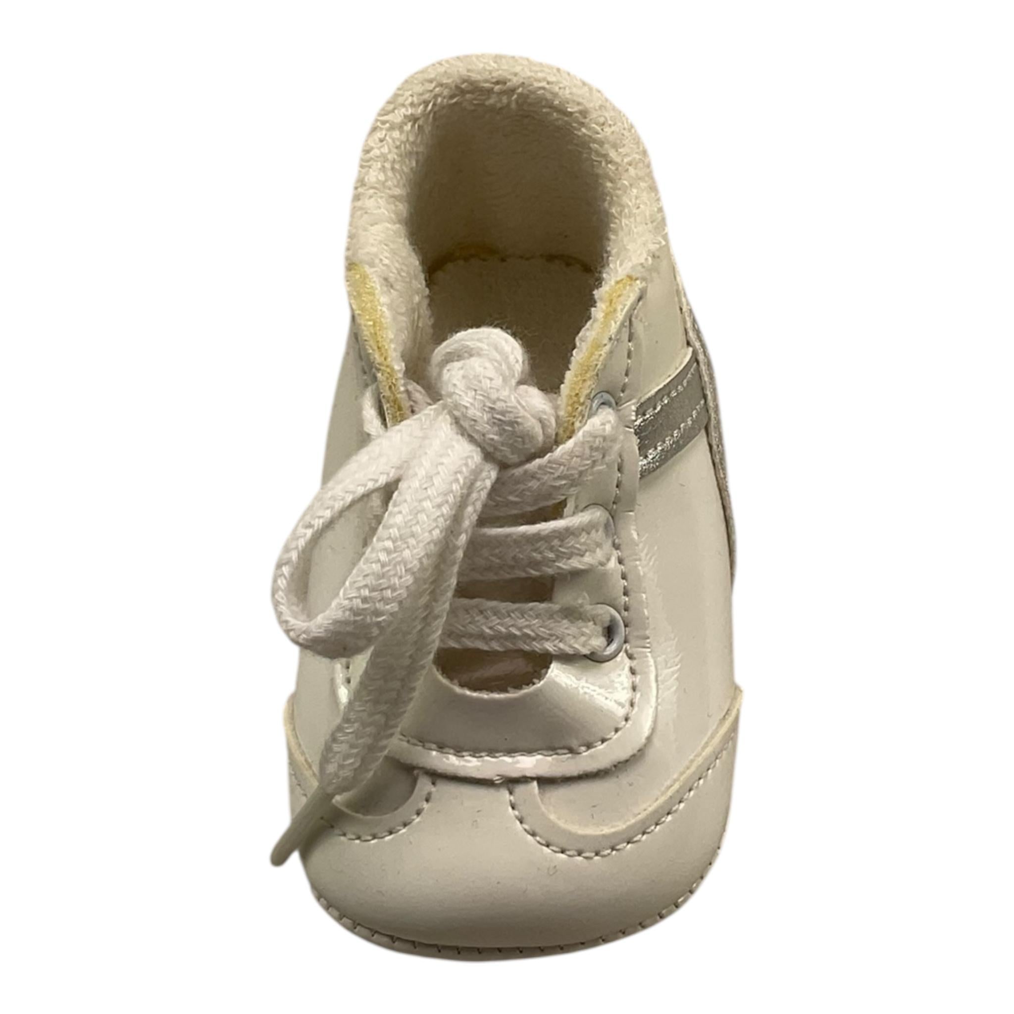 Cuquito Scarpina Tinta Unita con Lacci per Neonato 50116 PANNA CUQUITO 