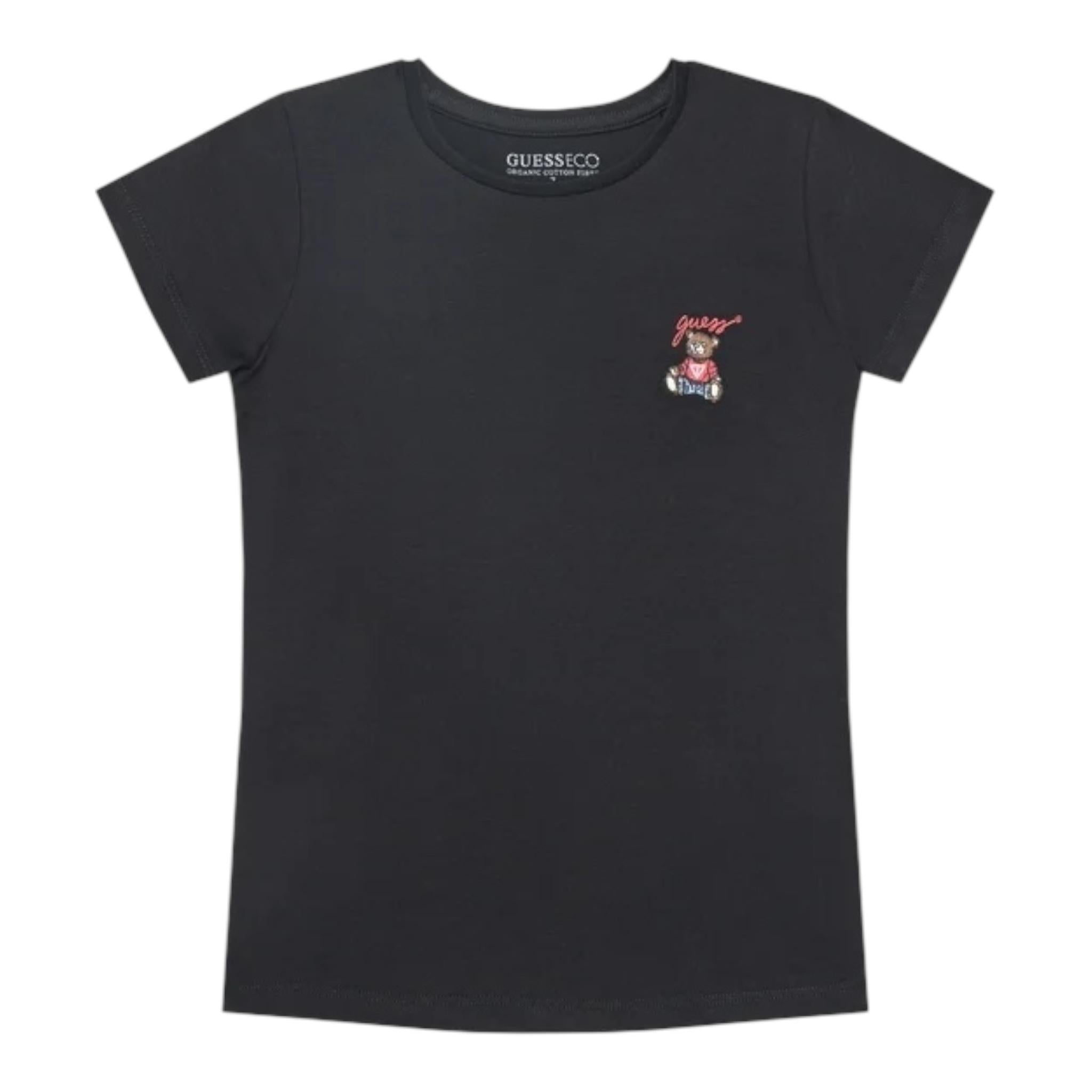 Guess T-Shirt Girocollo Tinta Unita con Logo per Bambino J5RI44J1314 NERO GUESS 