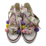Quickas Sneakers Tinta Unita con Applicazioni e Lacci Bianco per Bambina