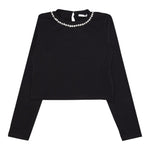 LU LU BY MISS GRANT shirt tinta unita con applicazioni Nero per Bambina KK3165 NERO LU LU BY MISS GRANT 