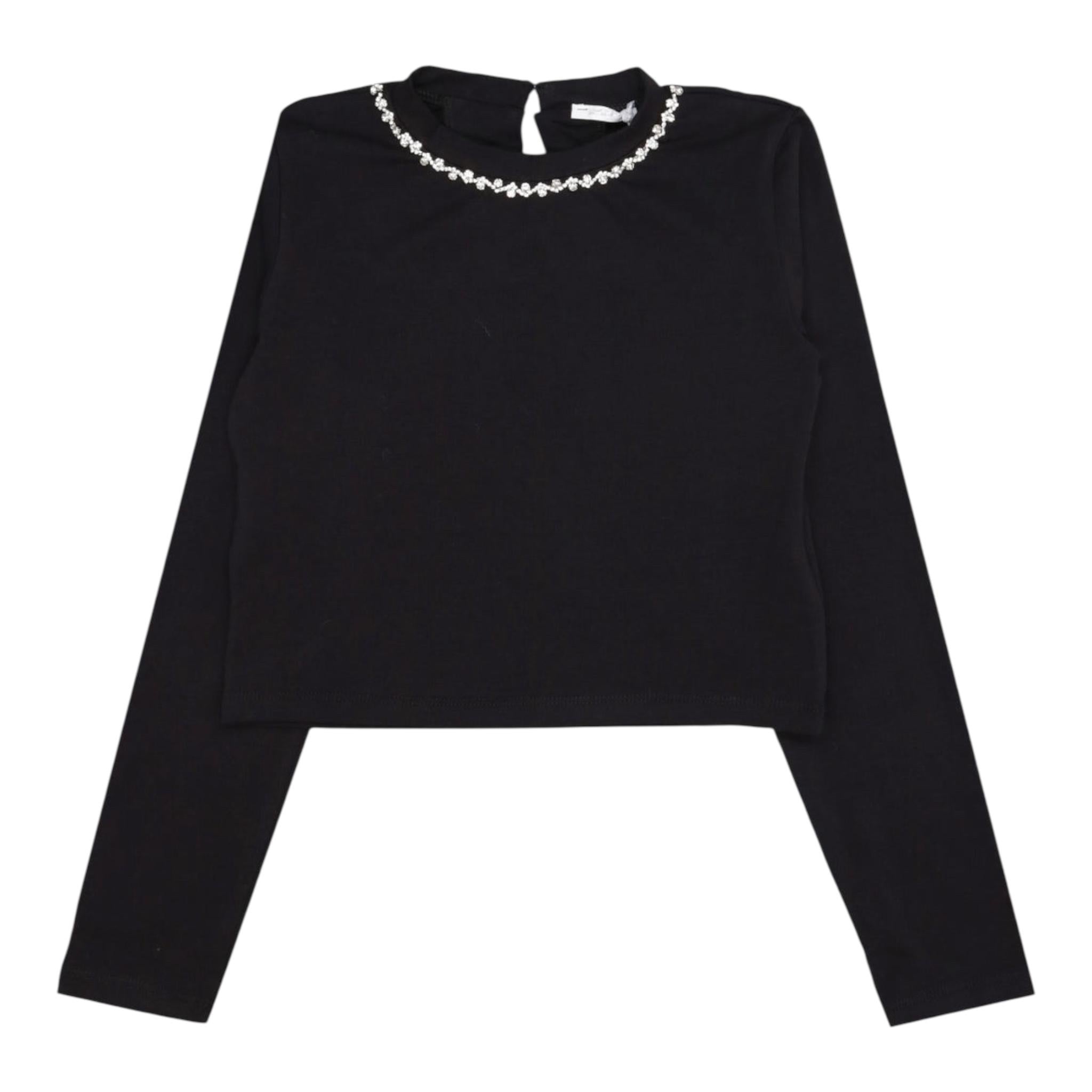LU LU BY MISS GRANT shirt tinta unita con applicazioni Nero per Bambina KK3165 NERO LU LU BY MISS GRANT 