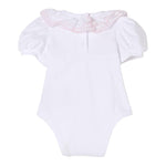 Monnalisa Body Tinta Unita Mezza Manica con Rouches per Neonata 37E300X BIANCO MONNALISA 