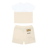 Moschino Completo 2 Pezzi T-Shirt-Bermuda Bicolore per Neonato MUG01F BIANCO/BEIGE MOSCHINO 
