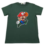 MOUSSE t-shirt girocollo tinta unita con stampa mario Verde per Bambino HKTS368GJ VERDE MOUSSE 