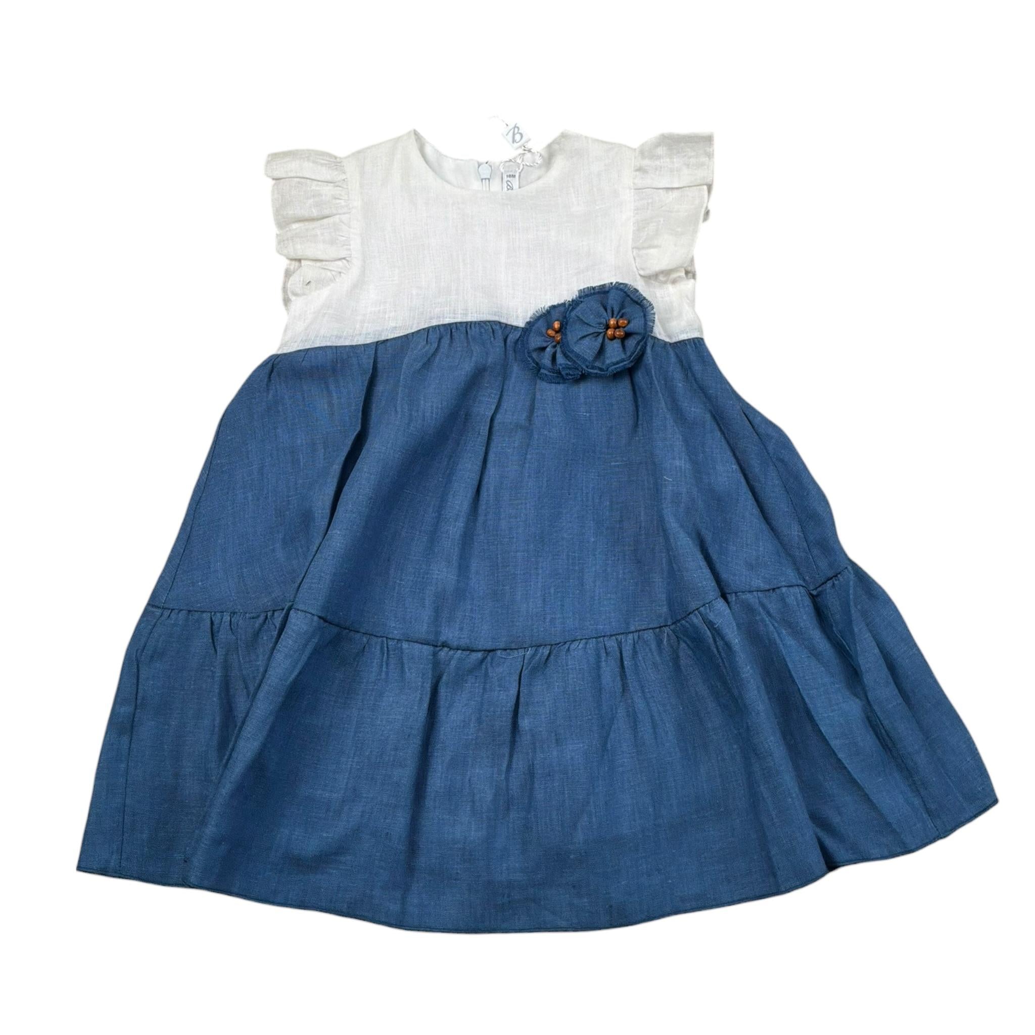 Barcellino Abito Cerimonia Tinta Unita con Applicazioni per Neonata 110310 BLU BARCELLINO 