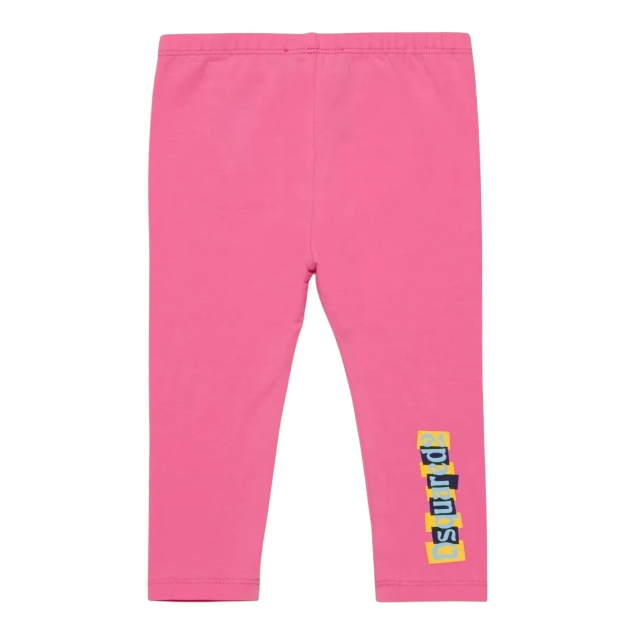 DSQUARED2 leggins tinta unita con logo Rosa per Bambina DQ2494J ROSA DSQUARED2 