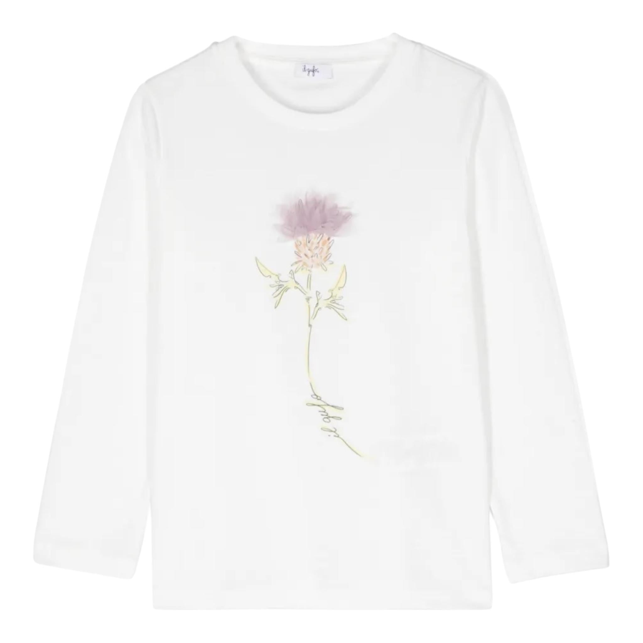 IL GUFO shirt girocollo tinta unita con stampa Bianco per Bambina A24TA348MF002 BIANCO IL GUFO 