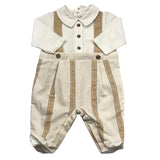 Barcellino Tutina Manica Lunga Bicolore Bianco/Beige Per Neonato