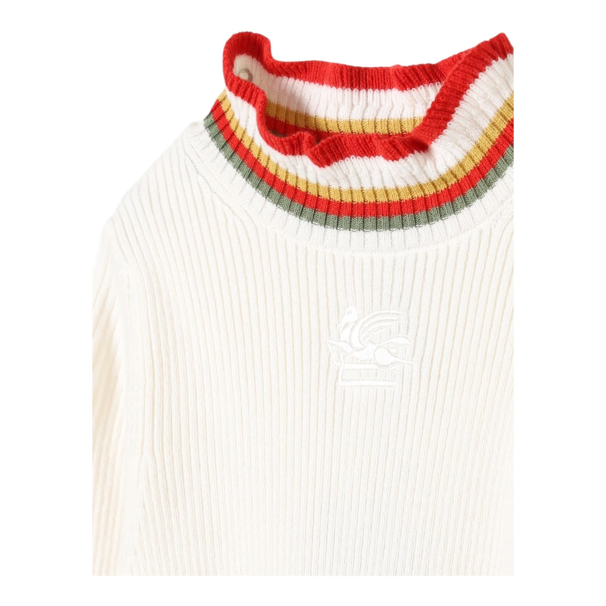 ETRO maglia tinta unita con profili in contrasto Bianco per Bambina GV9A30 BIANCO ETRO 