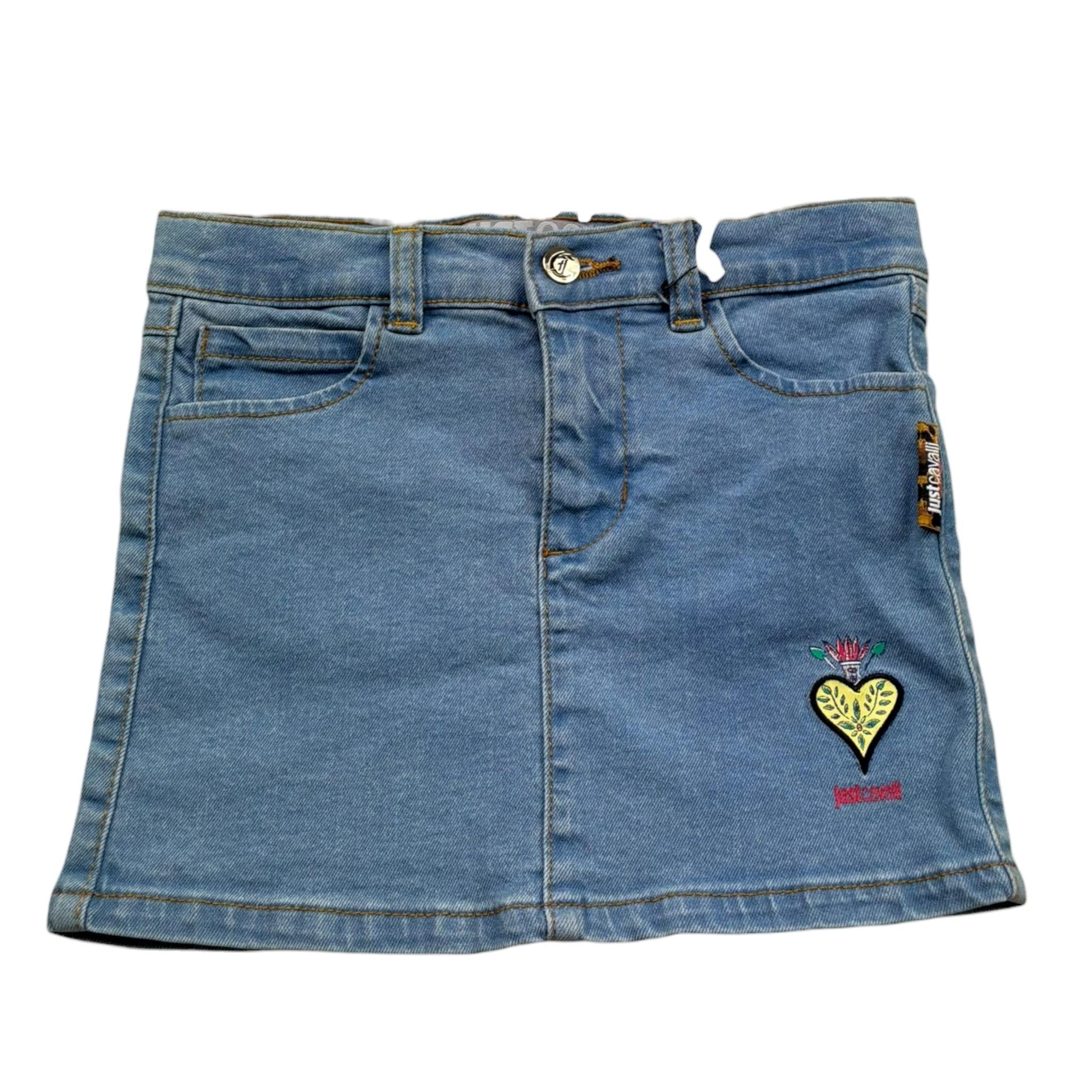 Just Cavalli Gonna In Denim Tinta Unita con Stampa per Neonata JIP26106GO BLU JUST CAVALLI 